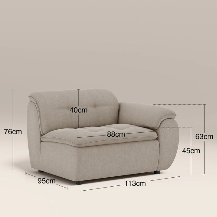 Bamba Right Hand Module Section | Pebble Grey Velvet Chenille