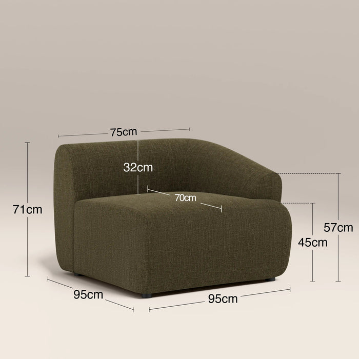 Malmo Right Hand Module Section Olive Green Velvet Chenille
