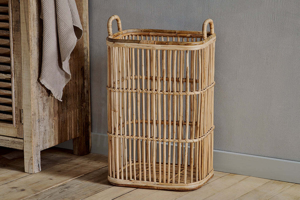 Rammi Rattan Tall Laundry Basket Natural