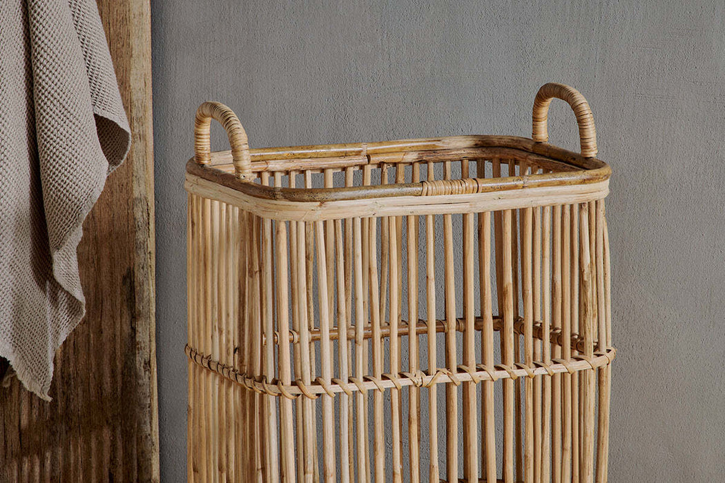 Rammi Rattan Tall Laundry Basket Natural