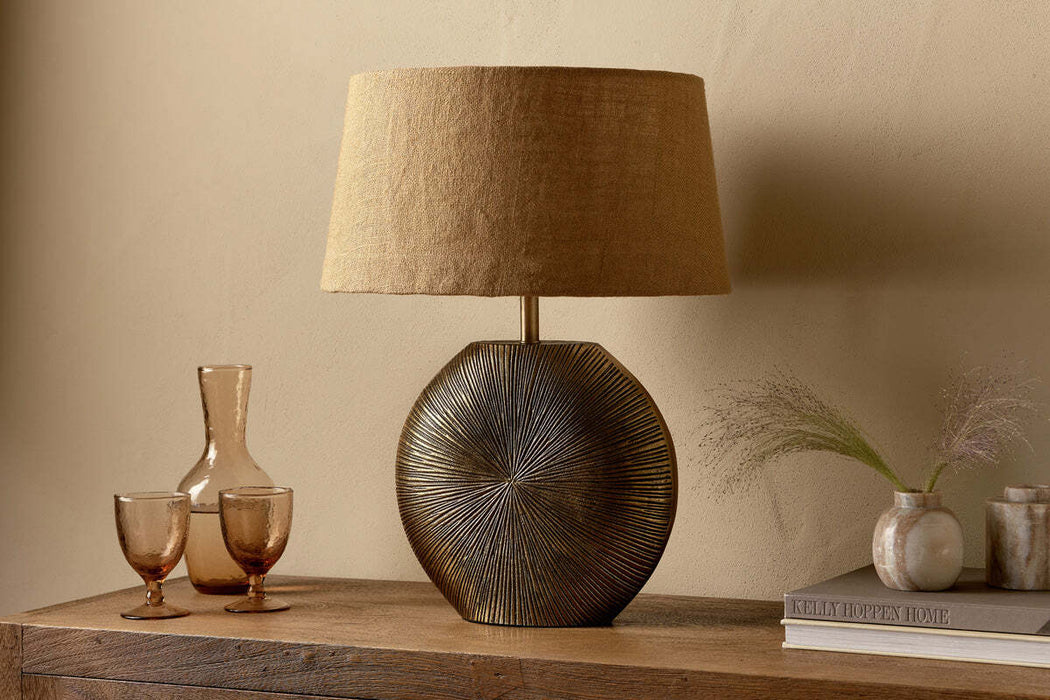 Ramvas Etched Table Lamp Antique Brass