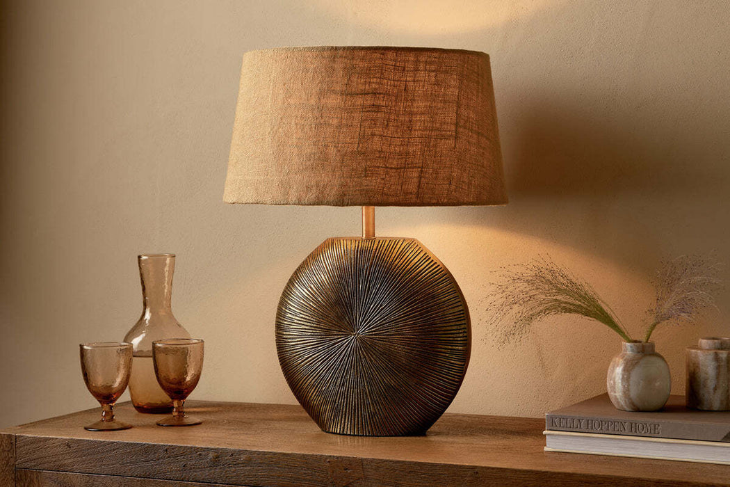 Ramvas Etched Table Lamp Antique Brass