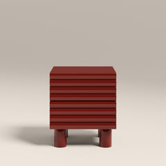 Raphael 2 Drawer Square Bedside Table | High Gloss Burgundy