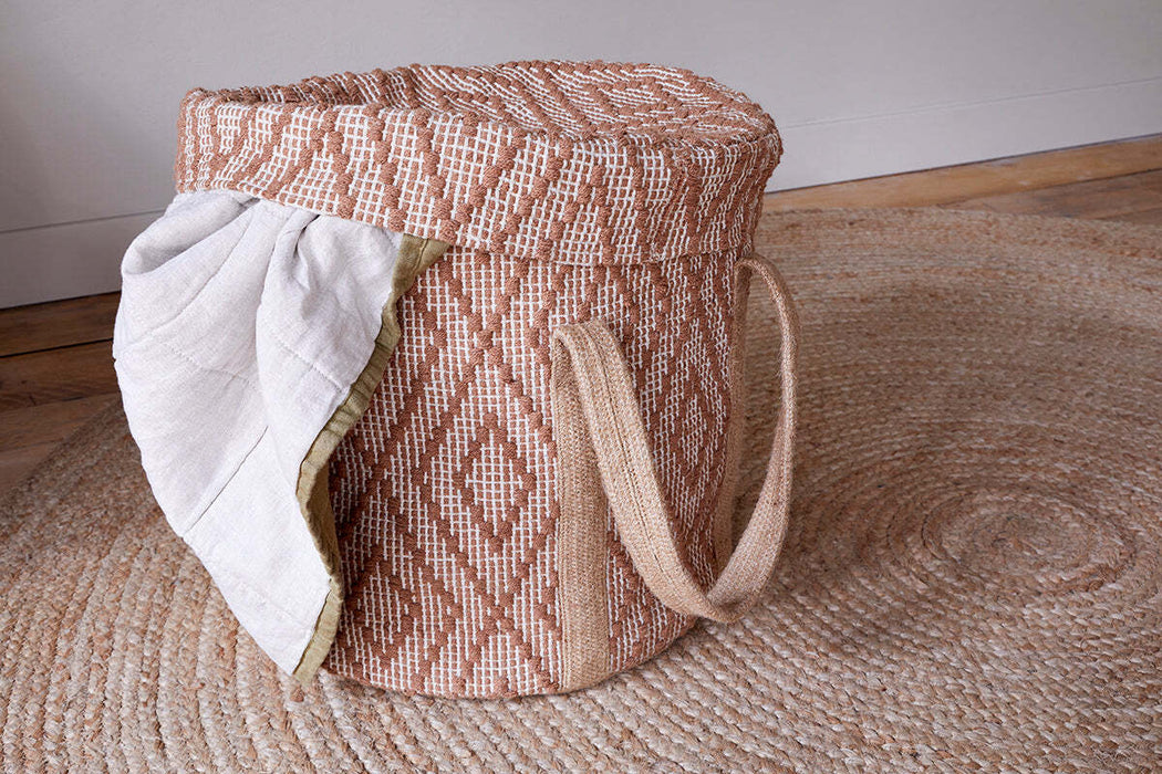 Renu Jute Laundry Basket Rust Natural