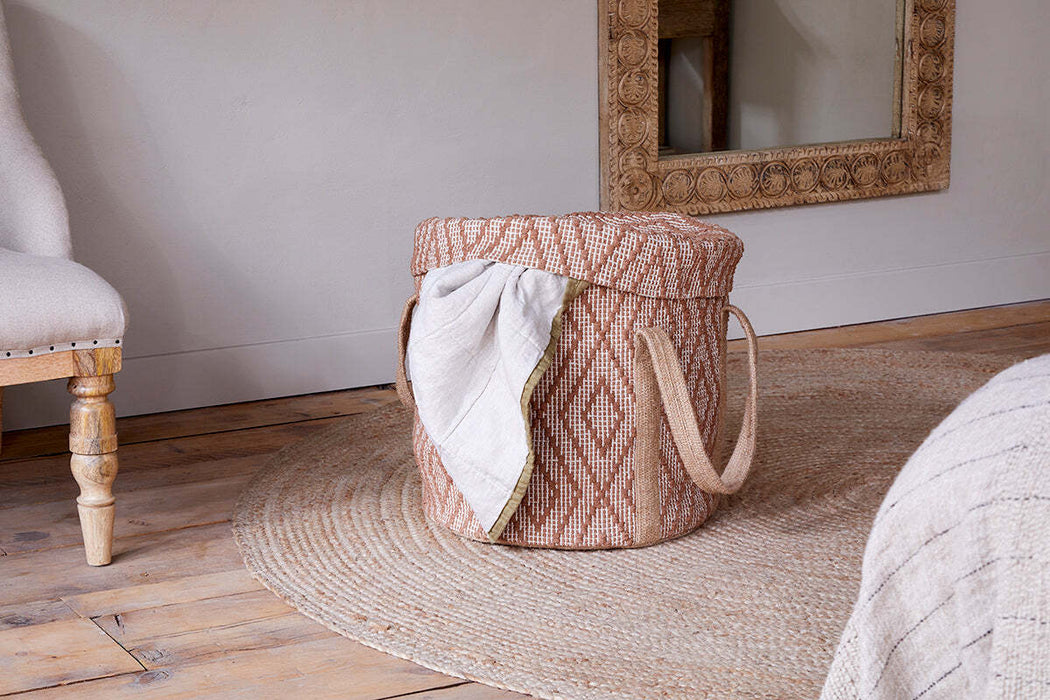 Renu Jute Laundry Basket Rust Natural