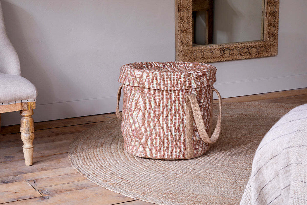Renu Jute Laundry Basket Rust Natural