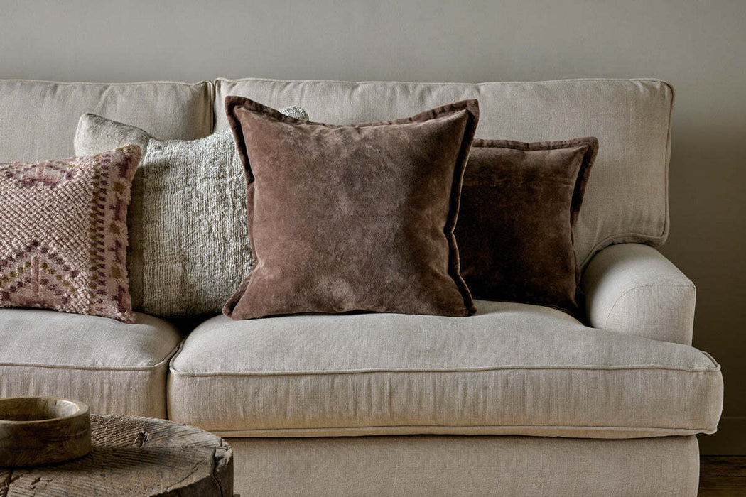 Renwal Velvet Linen Cushion Cover Brown