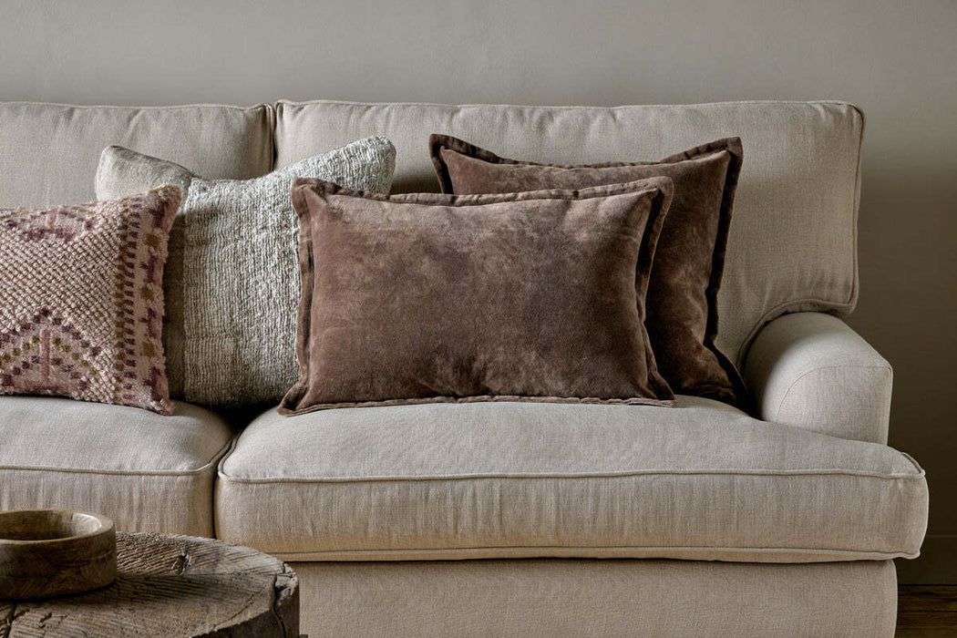 Renwal Velvet Linen Cushion Cover Brown
