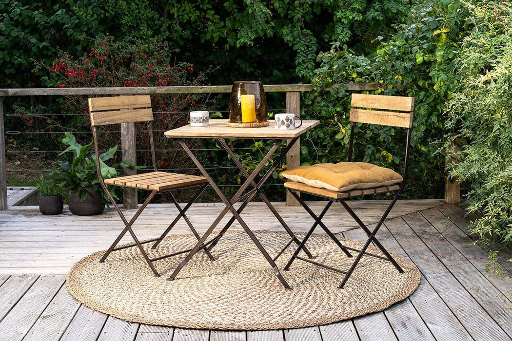 Rishikesh Reclaimed Wood Iron Folding Chairs Set Of 2