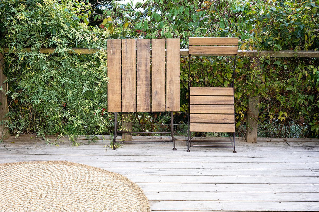 Rishikesh Reclaimed Wood Iron Folding Table