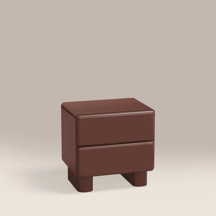 Roanne 2 Drawer Square Bedside Table High Gloss Burgundy