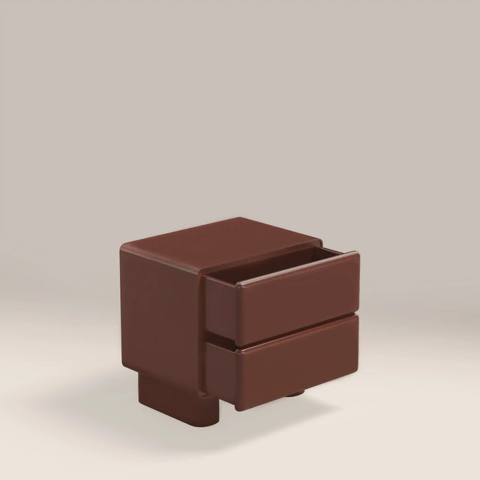 Roanne 2 Drawer Square Bedside Table High Gloss Burgundy