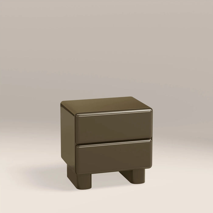 Roanne 2 Drawer Square Bedside Table High Gloss Clay Green