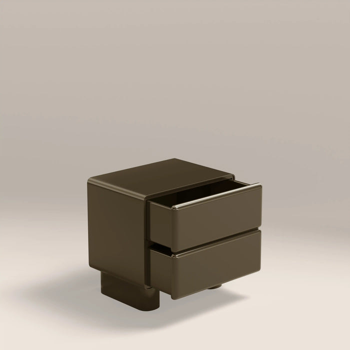 Roanne 2 Drawer Square Bedside Table High Gloss Clay Green