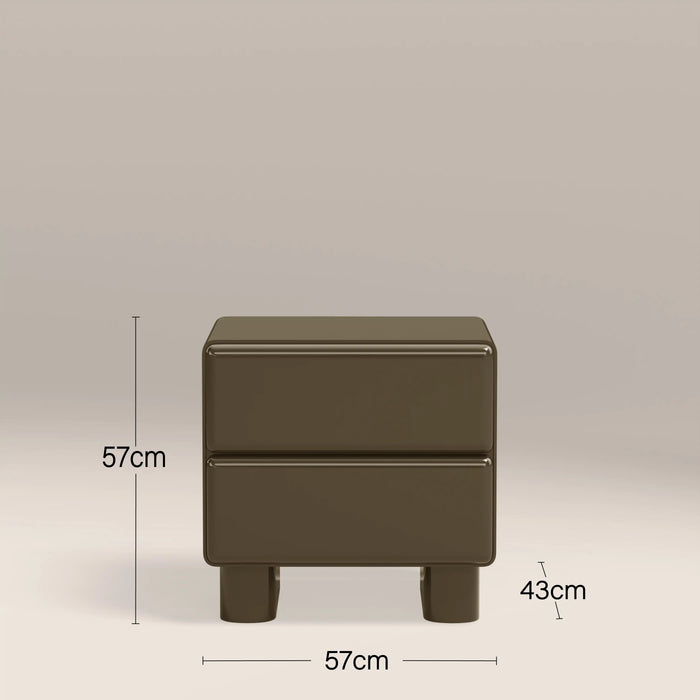 Roanne 2 Drawer Square Bedside Table High Gloss Clay Green