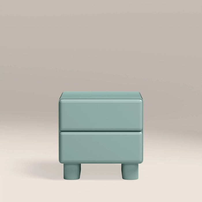 Roanne 2 Drawer Square Bedside Table High Gloss Sky Blue