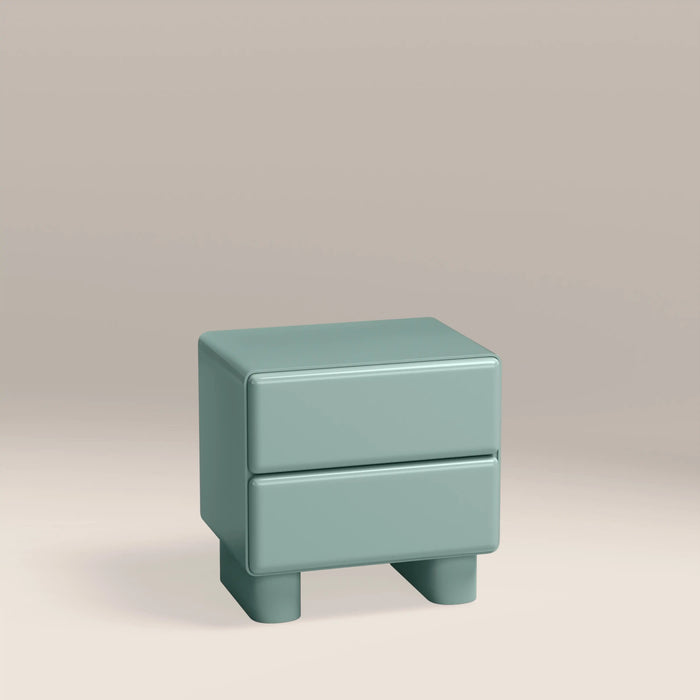 Roanne 2 Drawer Square Bedside Table High Gloss Sky Blue