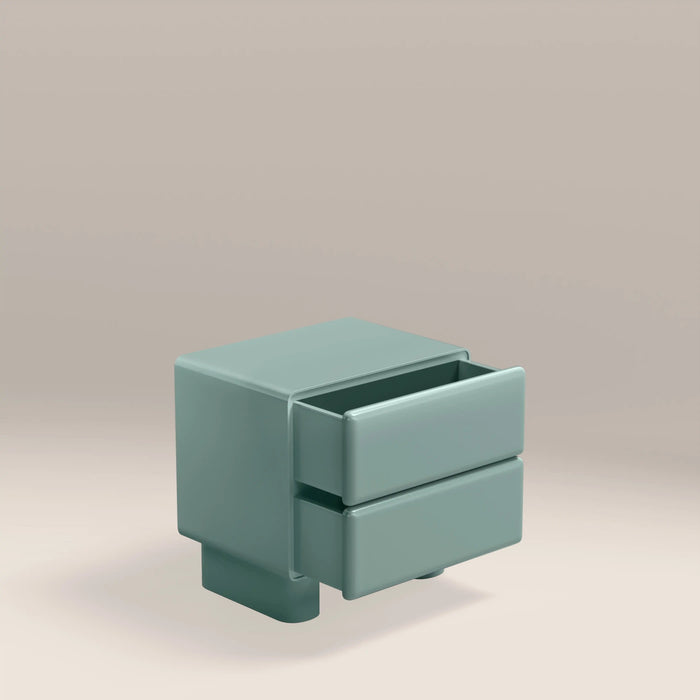Roanne 2 Drawer Square Bedside Table High Gloss Sky Blue