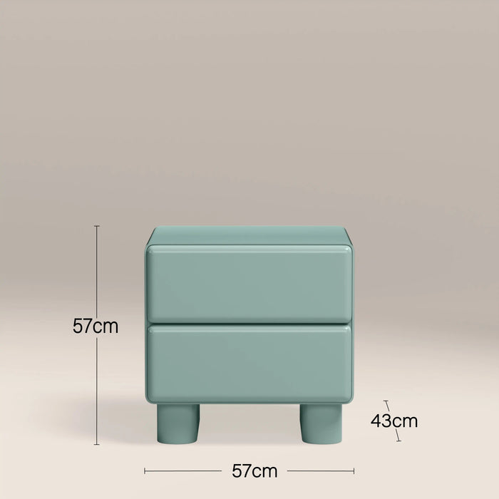 Roanne 2 Drawer Square Bedside Table High Gloss Sky Blue