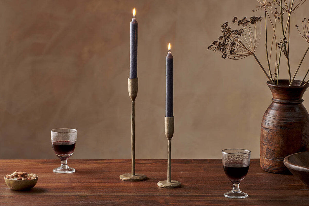Rustic Soy Blend Dinner Candle Charcoal 2 X 20 5 Cm Set Of 2