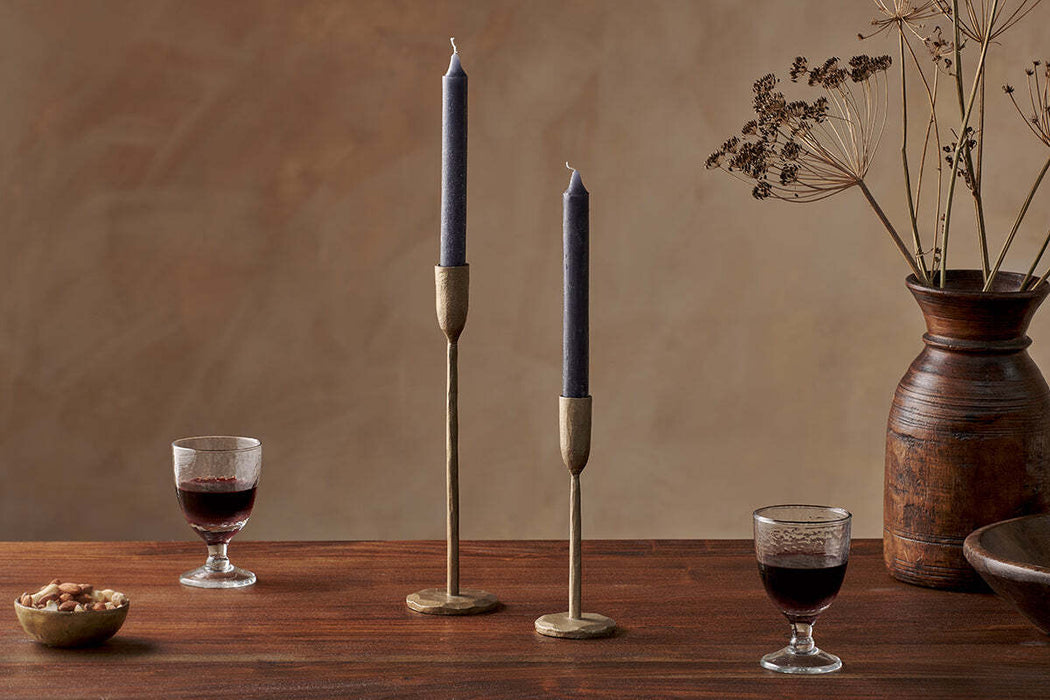 Rustic Soy Blend Dinner Candle Charcoal 2 X 20 5 Cm Set Of 2