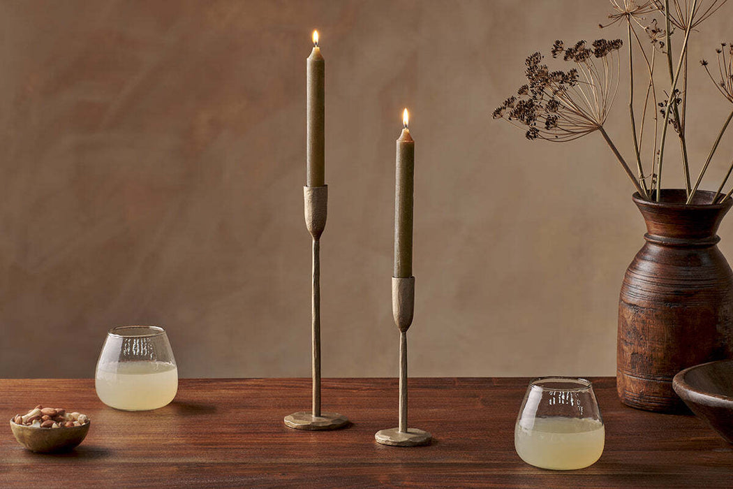Rustic Soy Blend Dinner Candle Olive Green 2 X 20 5 Cm Set Of 2