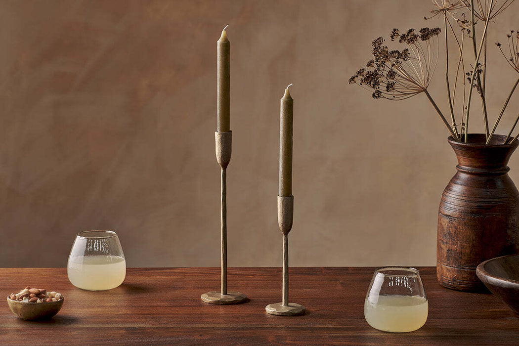 Rustic Soy Blend Dinner Candle Olive Green 2 X 20 5 Cm Set Of 2