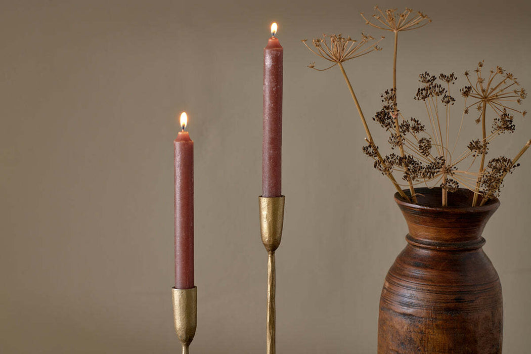 Rustic Soy Blend Dinner Candles Rust Set Of 2