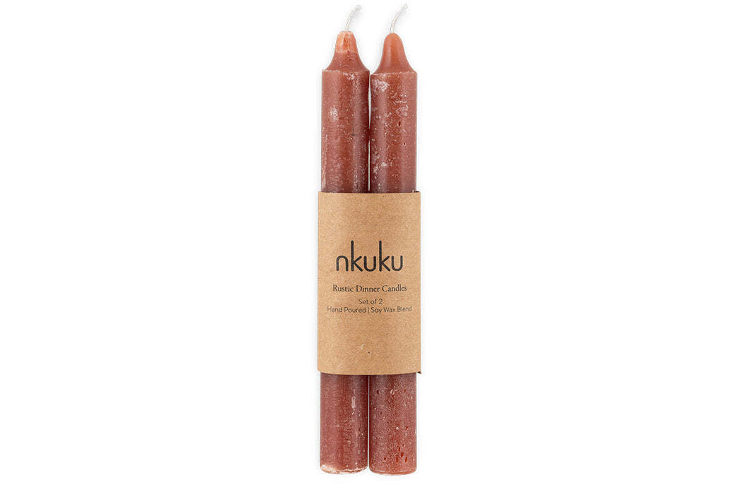 Rustic Soy Blend Dinner Candles Rust Set Of 2