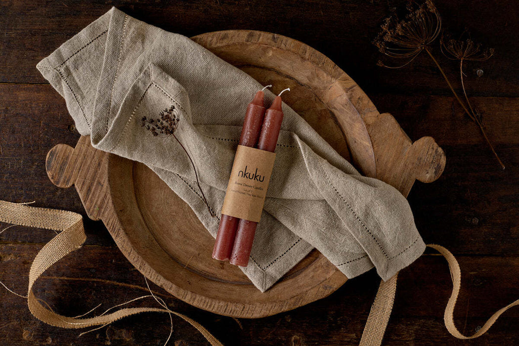 Rustic Soy Blend Dinner Candles Rust Set Of 2