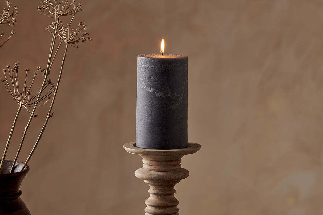 Rustic Soy Blend Pillar Candle Charcoal Large 18 X 10 Cm
