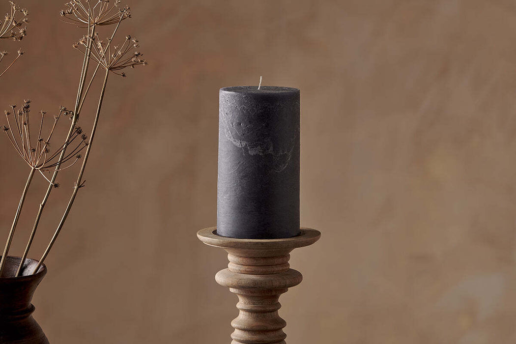 Rustic Soy Blend Pillar Candle Charcoal Large 18 X 10 Cm