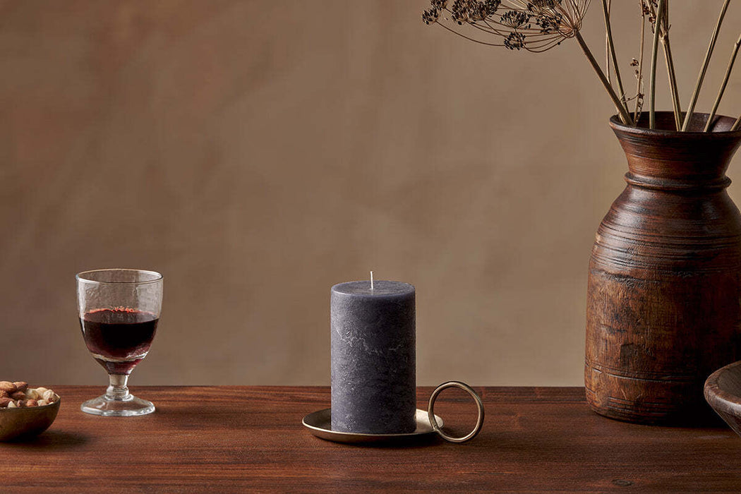 Rustic Soy Blend Pillar Candle Charcoal Small 15 X 8 Cm
