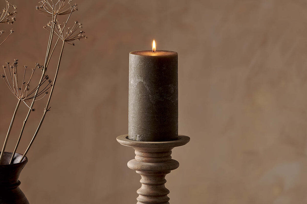 Rustic Soy Blend Pillar Candle Olive Green Large 18 X 10 Cm