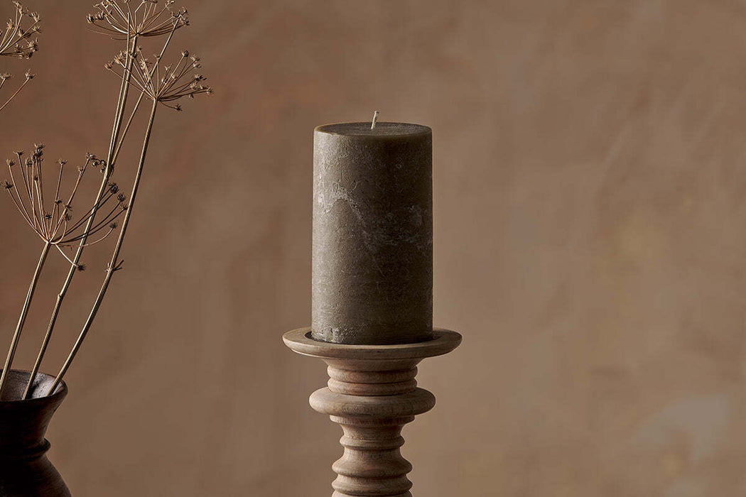 Rustic Soy Blend Pillar Candle Olive Green Large 18 X 10 Cm