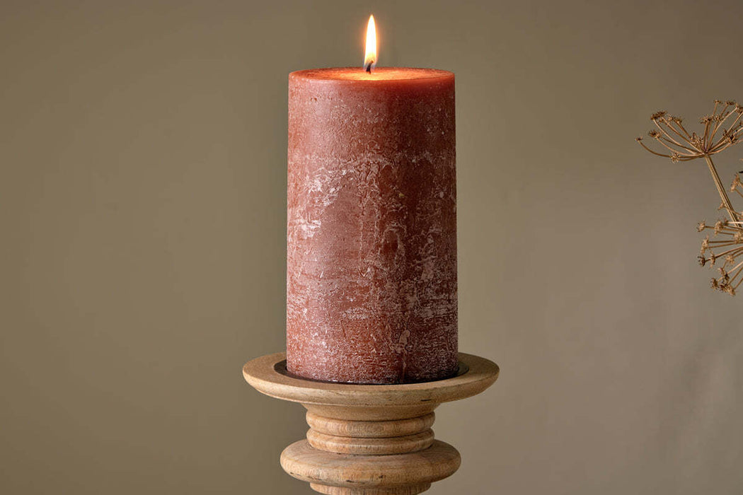Rustic Soy Blend Pillar Candle Rust Large