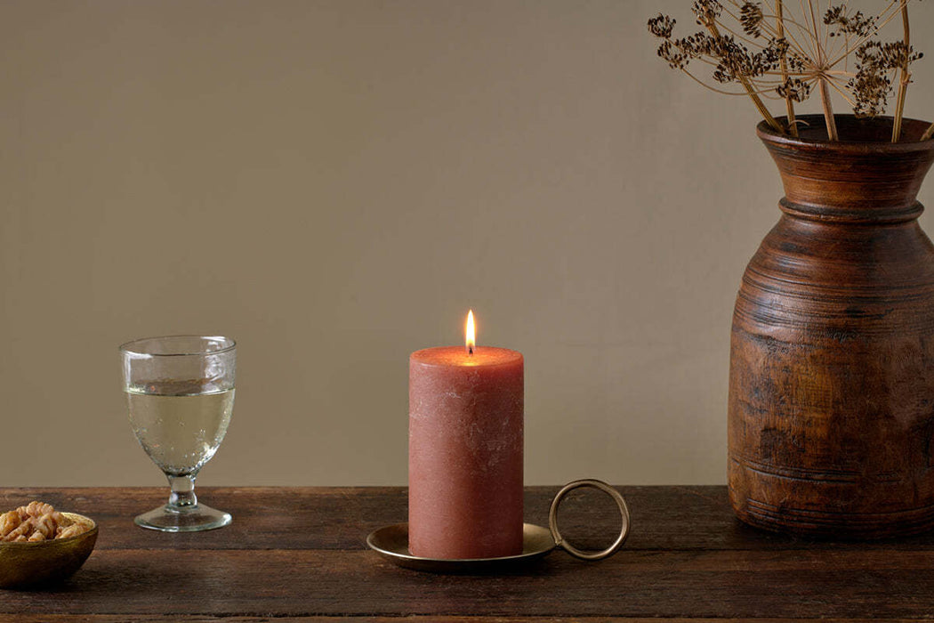 Rustic Soy Blend Pillar Candle Rust Small