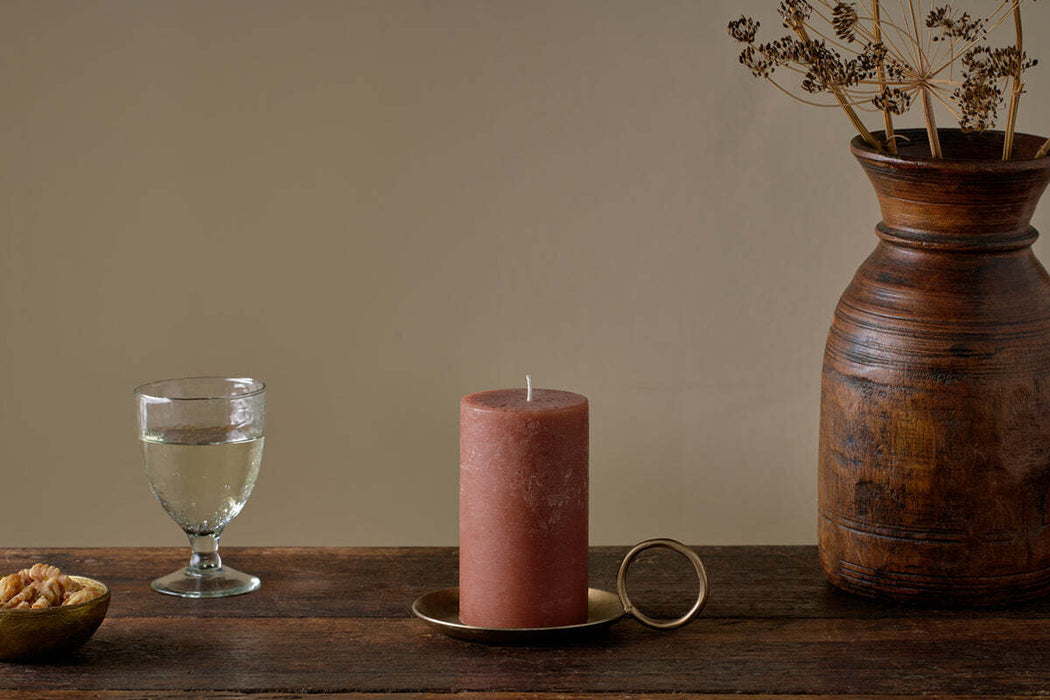 Rustic Soy Blend Pillar Candle Rust Small