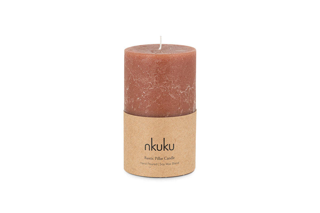 Rustic Soy Blend Pillar Candle Rust Small