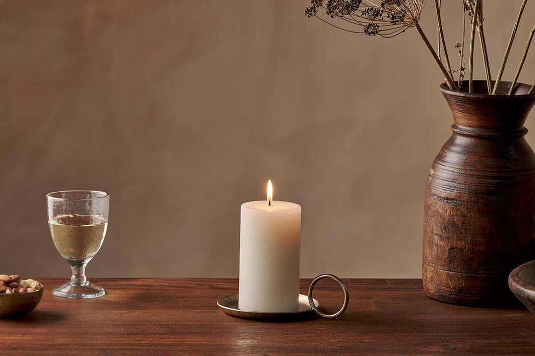 Rustic Soy Blend Pillar Candle White Small 15 X 8 Cm
