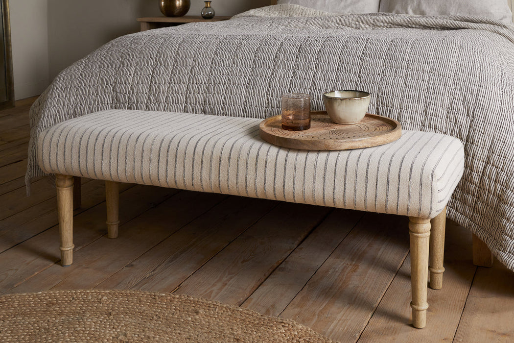 Sanja Stripe Upholstered Bench Grey