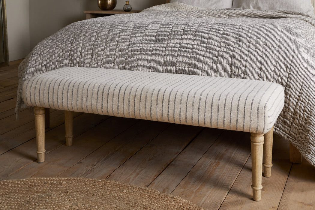 Sanja Stripe Upholstered Bench Grey