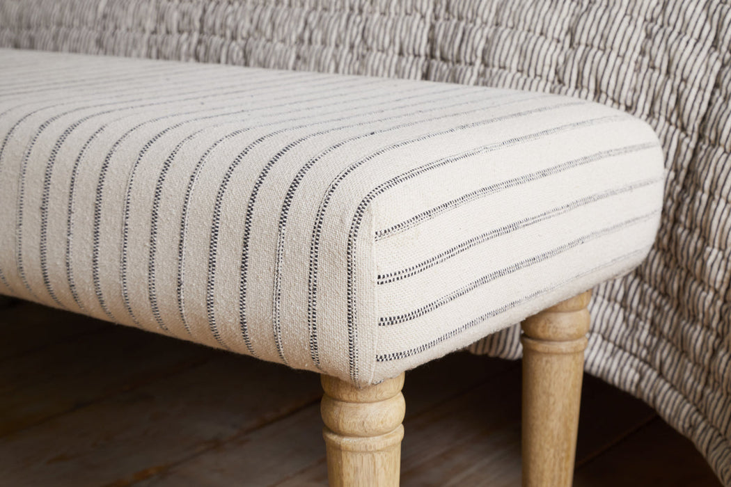 Sanja Stripe Upholstered Bench Grey