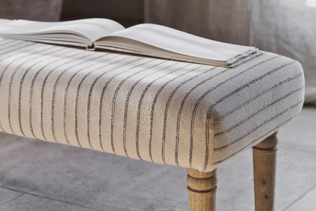 Sanja Stripe Upholstered Bench Grey