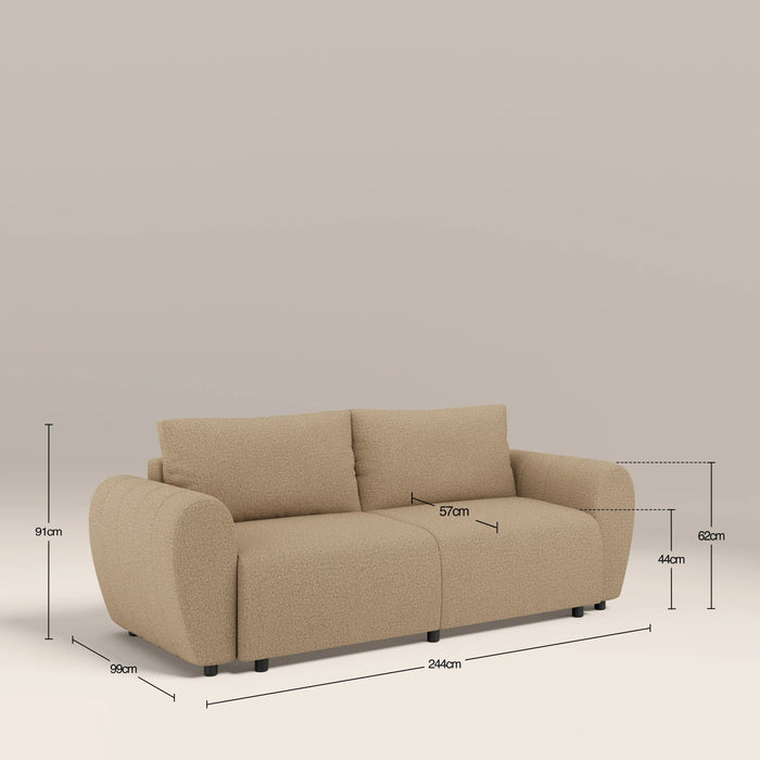 Aldbury 3 Seater Sofa Bed Speckled Latte Boucle