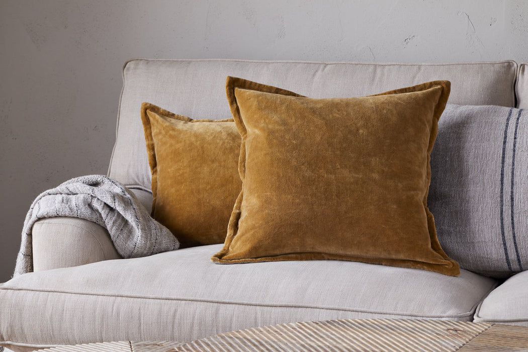 Sela Velvet Cushion Cover Ochre