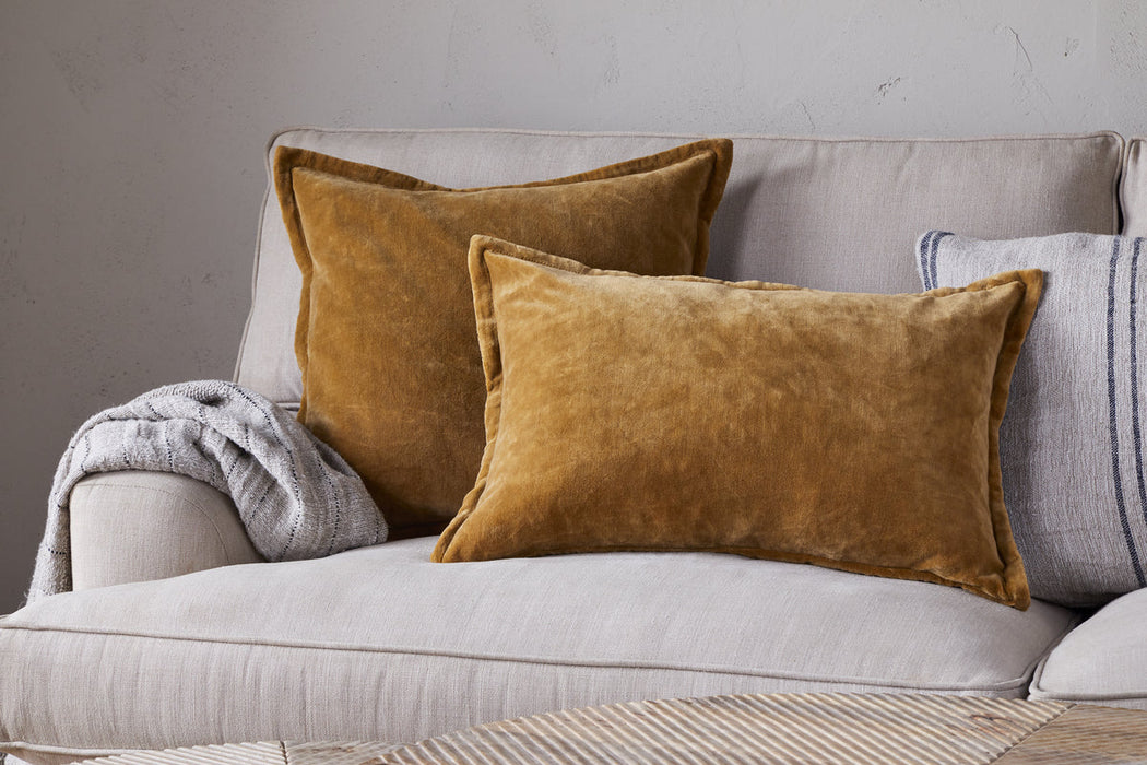 Sela Velvet Cushion Cover Ochre