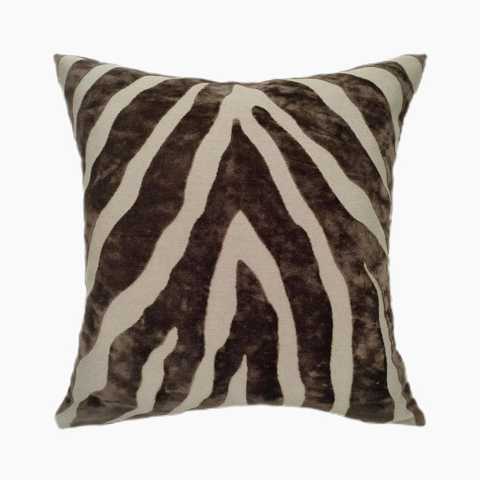 Cabana Square Cushion Chocolate Brown & Natural Velvet