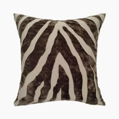 Cabana Square Cushion | Chocolate Brown & Natural Velvet