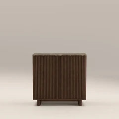 Janis 2 Door Sideboard | Emperador Brown Honed Marble & Walnut